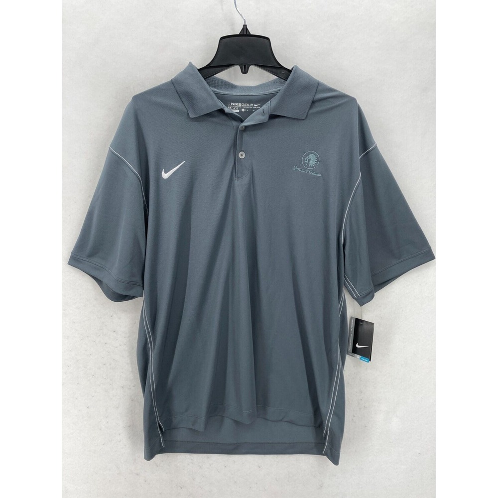 Nike Golf Polo Shirt XL Gray Dri-Fit Short Sleeve Logo Swoosh Logo Embroided